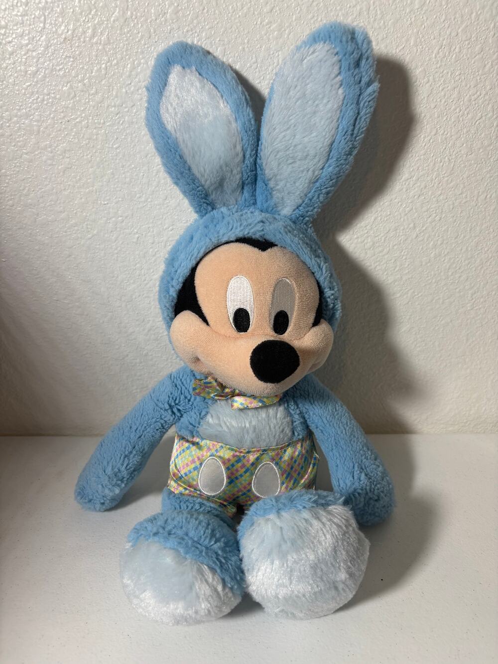 Disney Store Mickey Mouse in Blue Bunny Costume Plush Easter Stuffed Animal Toy